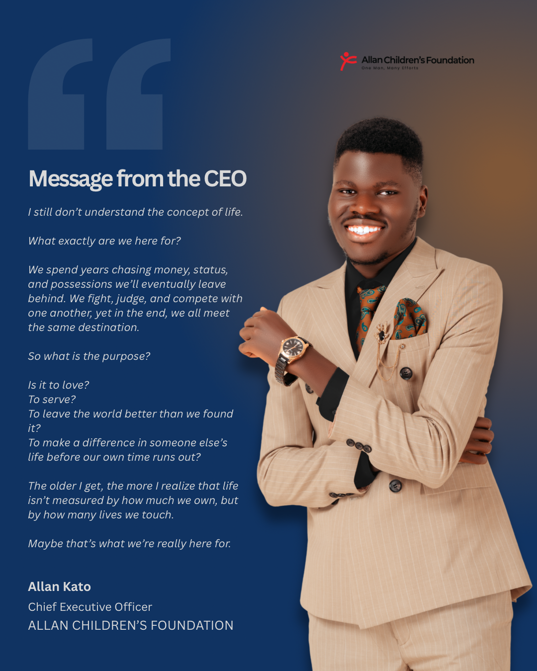 Message From Allan Children's Foundation